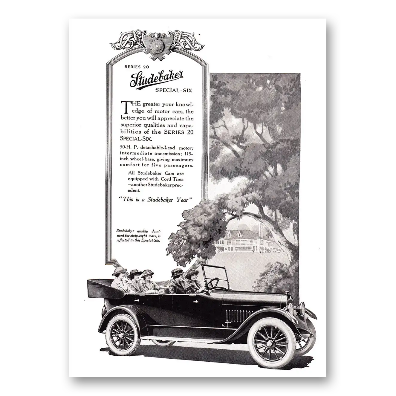 1920 Studebaker Special Six Greater Your Knowledge Vintage Magazine Print Ad