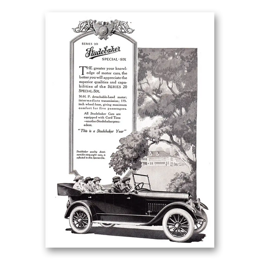 1920 Studebaker Special Six Greater Your Knowledge Vintage Magazine Print Ad