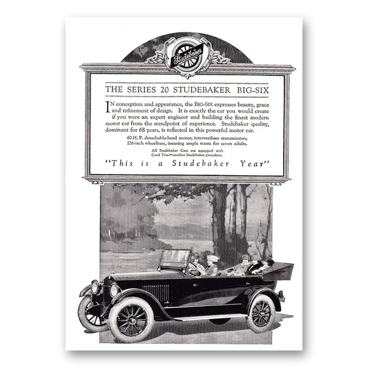 1920 Studebaker Big Six Series 20 Studebaker Big Six Vintage Magazine Print Ad