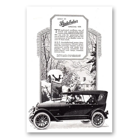 1920 Studebaker Special Six Series 20 The Mechanical Excellence Vintage Magazine Print Ad