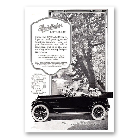 1920 Studebaker Special Six Judge the Special Six By Its Power Vintage Magazine Print Ad