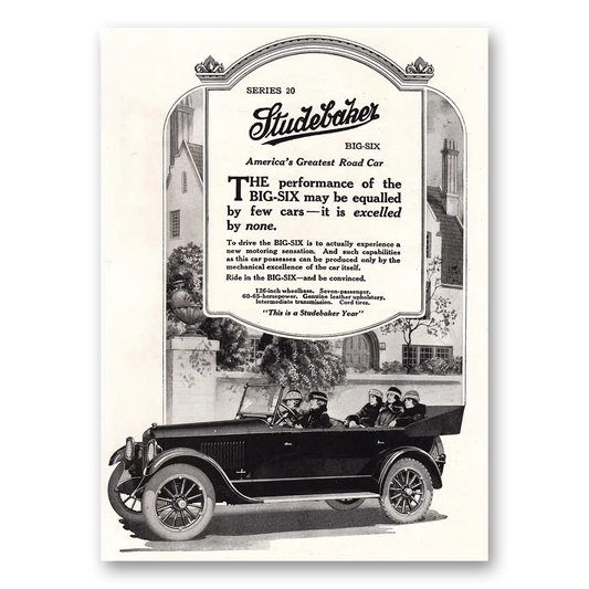 1920 Studebaker Big Six May be Equaled by Few Cars Vintage Magazine Print Ad