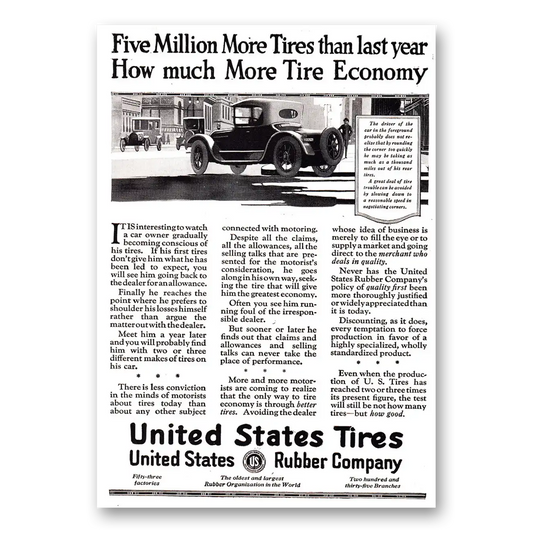 1920 US Tires Five Million More Tires Vintage Magazine Print Ad