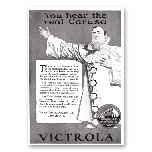 1920 Victrola You Hear the Real Caruso Vintage Magazine Print Ad