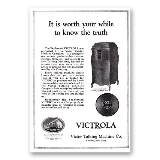 1920 Victrola Worth Your While To Know the Truth Vintage Magazine Print Ad