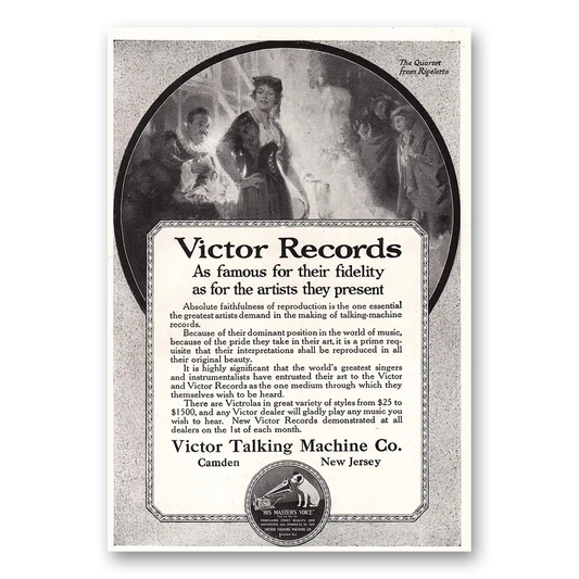 1920 Victor Records Famous for Their Fidelity Vintage Magazine Print Ad