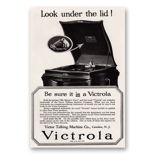 1920 Victrola Look Under the Lid Vintage Magazine Print Ad