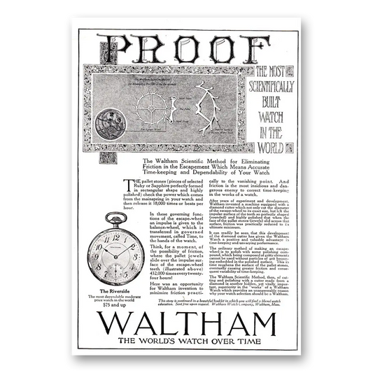 1920 Waltham Watch Proof The Most Scientifically Built Watch Vintage Magazine Print Ad