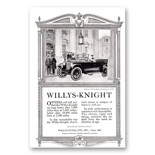 1920 Willys Knight Entrance White House Owners Will Tell You Vintage Magazine Print Ad