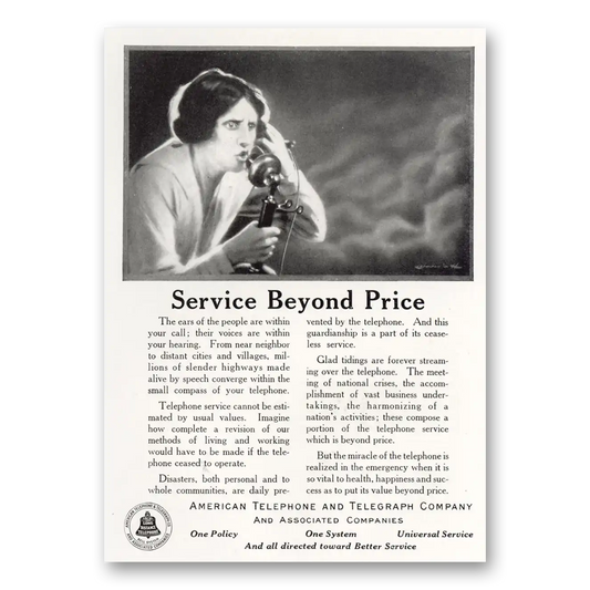 1921 American Telephone Service Beyond Price Vintage Magazine Print Ad