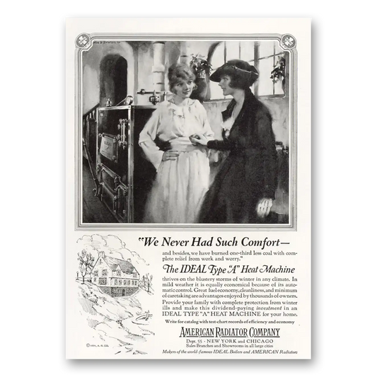 1921 American Radiator We Never Had Such Comfort Vintage Magazine Print Ad