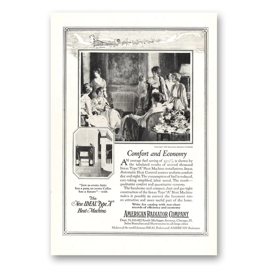 1921 American Radiator Comfort and Economy Average Fuel Saving Vintage Magazine Print Ad