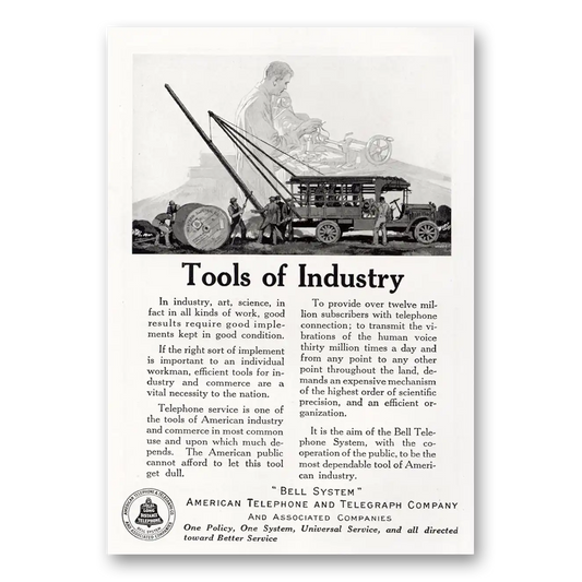 1921 American Telephone Tools of Industry Vintage Magazine Print Ad