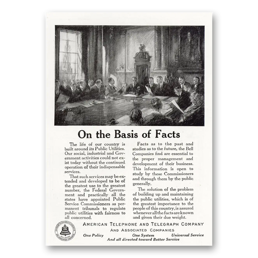 1921 American Telephone Basis of Facts Vintage Magazine Print Ad