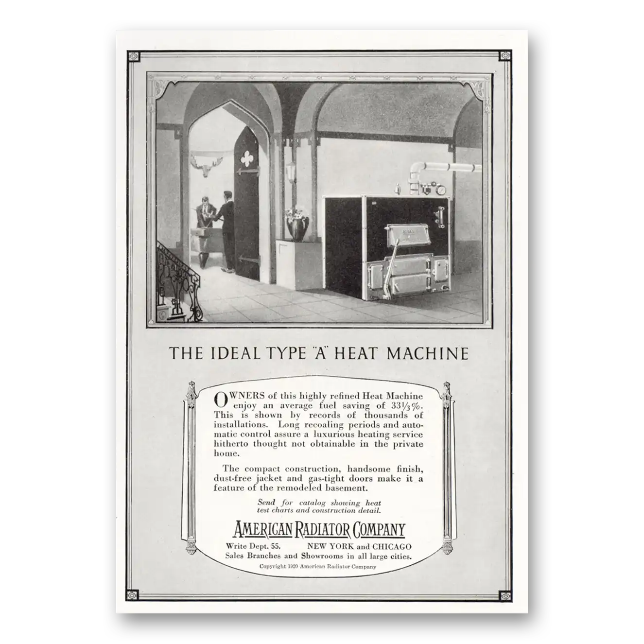 1921 American Radiator Highly Refined Heat Machine Vintage Magazine Print Ad