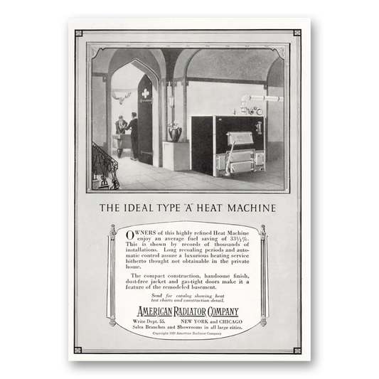 1921 American Radiator Highly Refined Heat Machine Vintage Magazine Print Ad