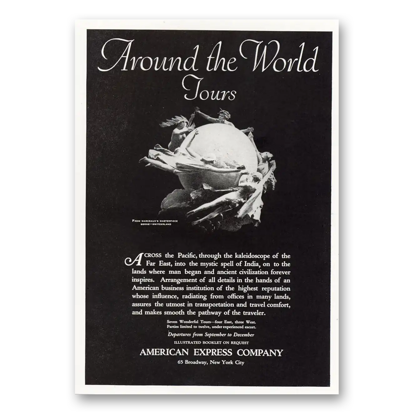 1921 American Express Around the World Tours Vintage Magazine Print Ad