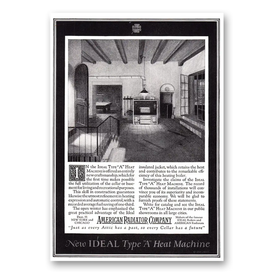 1921 American Radiator Ideal Type A Heat Machine Vintage Magazine Print Ad