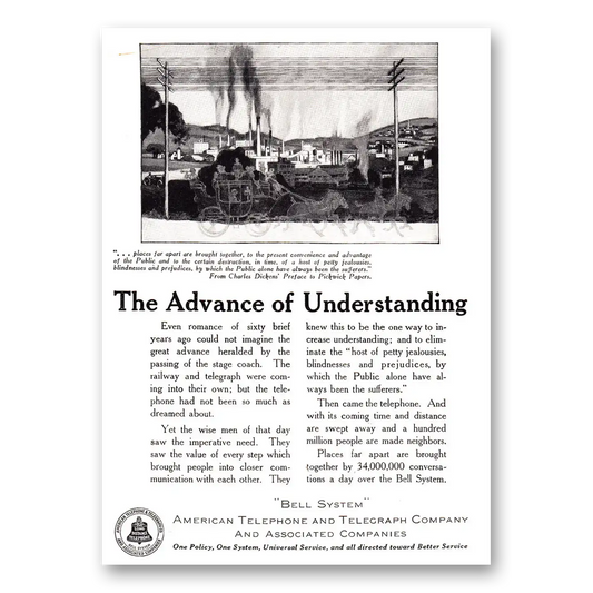 1921 American Telephone Advance of Understanding Vintage Magazine Print Ad