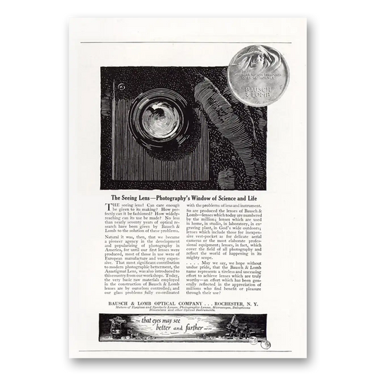 1921 Bausch & Lomb Photographys Window of Science and Life Vintage Magazine Print Ad