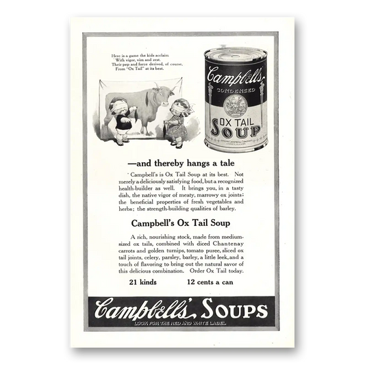 1921 Campbells Ox Tail Soup Hereby Hangs a Tale Vintage Magazine Print Ad