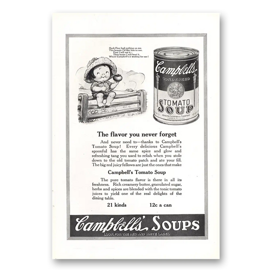 1921 Campbells Tomato Soup Flavor You Never Forget Vintage Magazine Print Ad