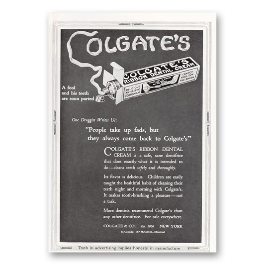 1921 Colgate Dental Cream People Take Up Fads Vintage Magazine Print Ad