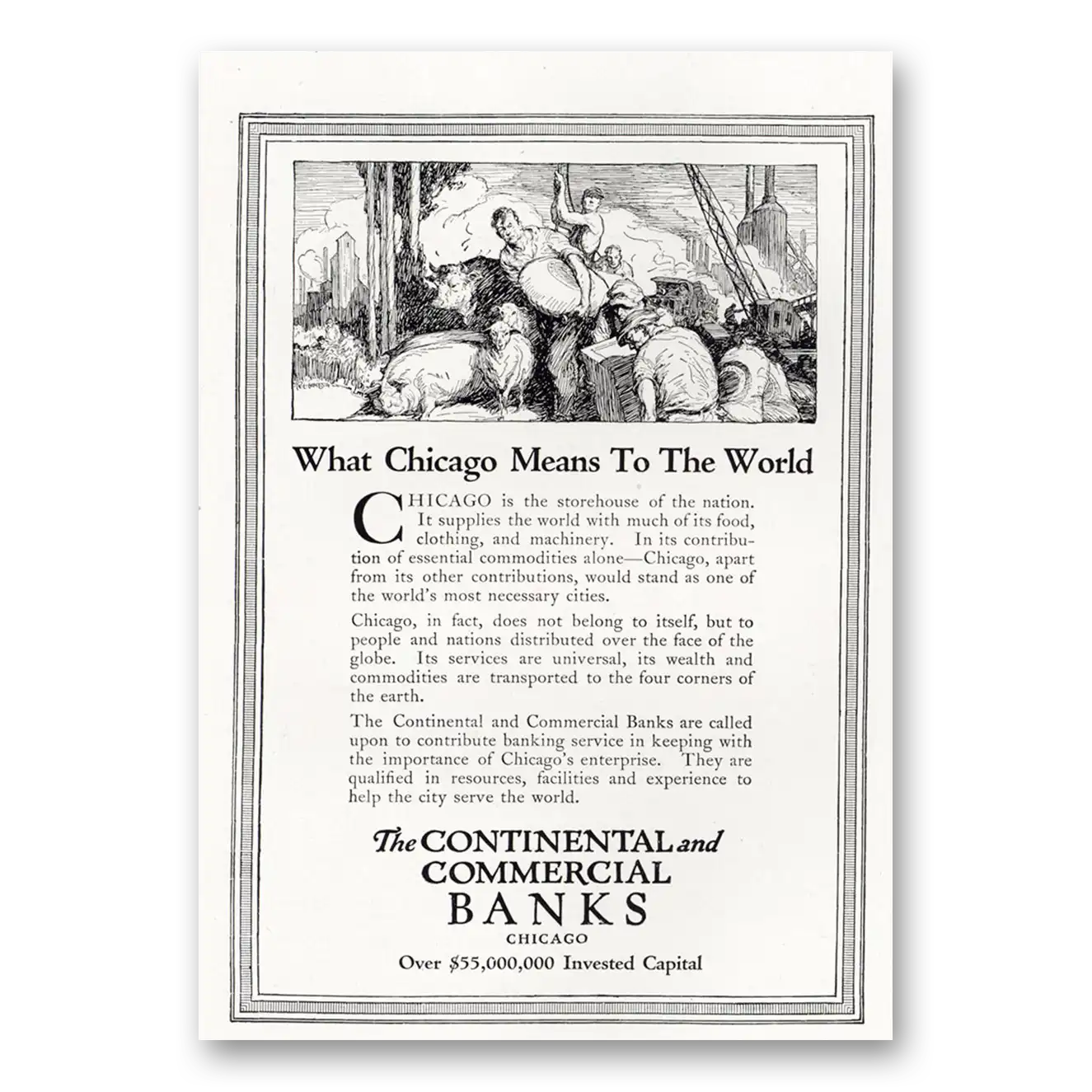 1921 Continental Commercial Banks What Chicago Means to the World Vintage Magazine Print Ad