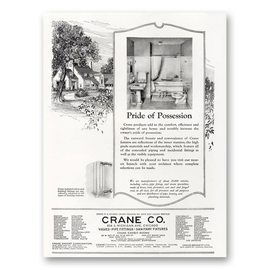 1921 Crane Pride of Possession Vintage Magazine Print Ad