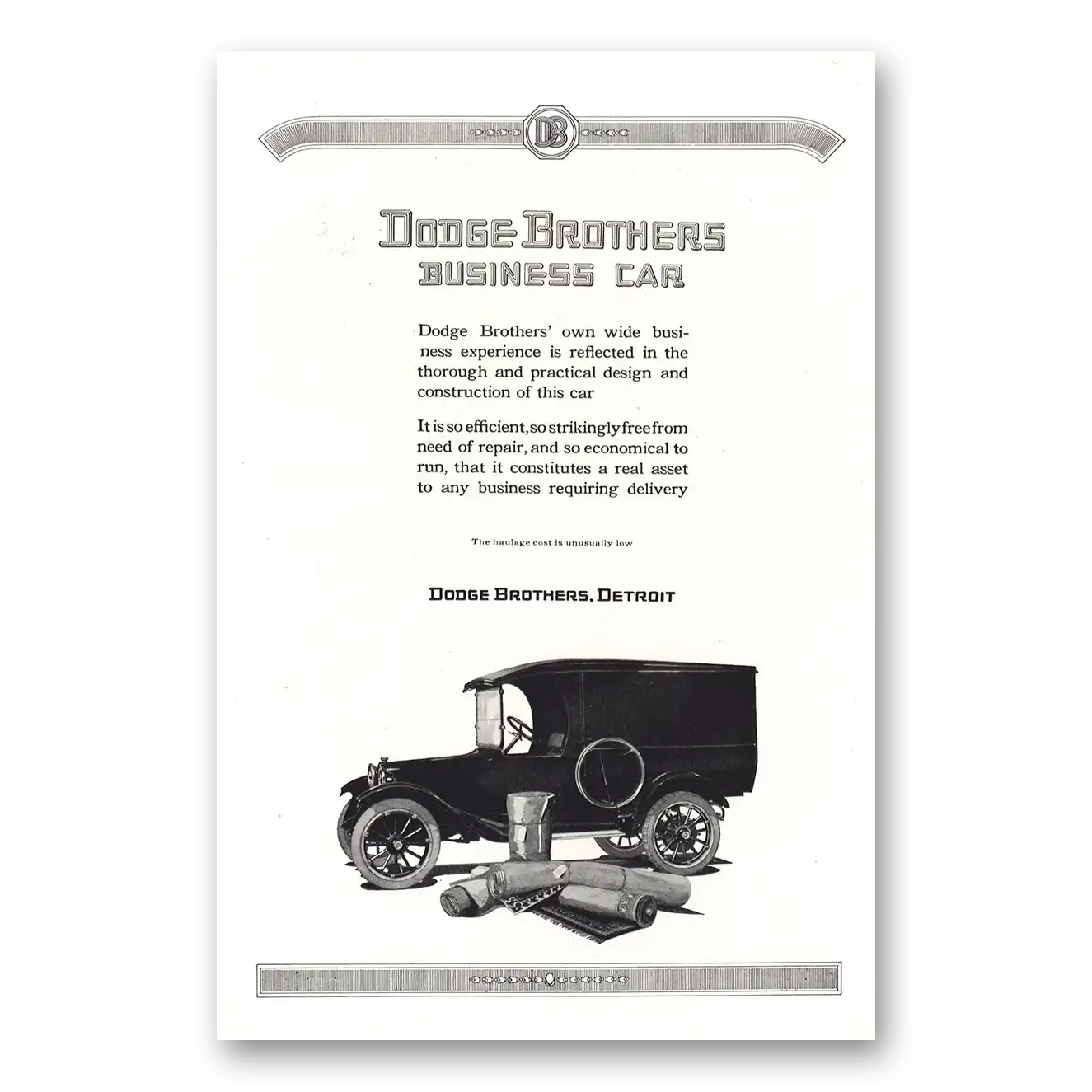 1921 Dodge Business Car Strikingly Free From Need of Repair Vintage Magazine Print Ad