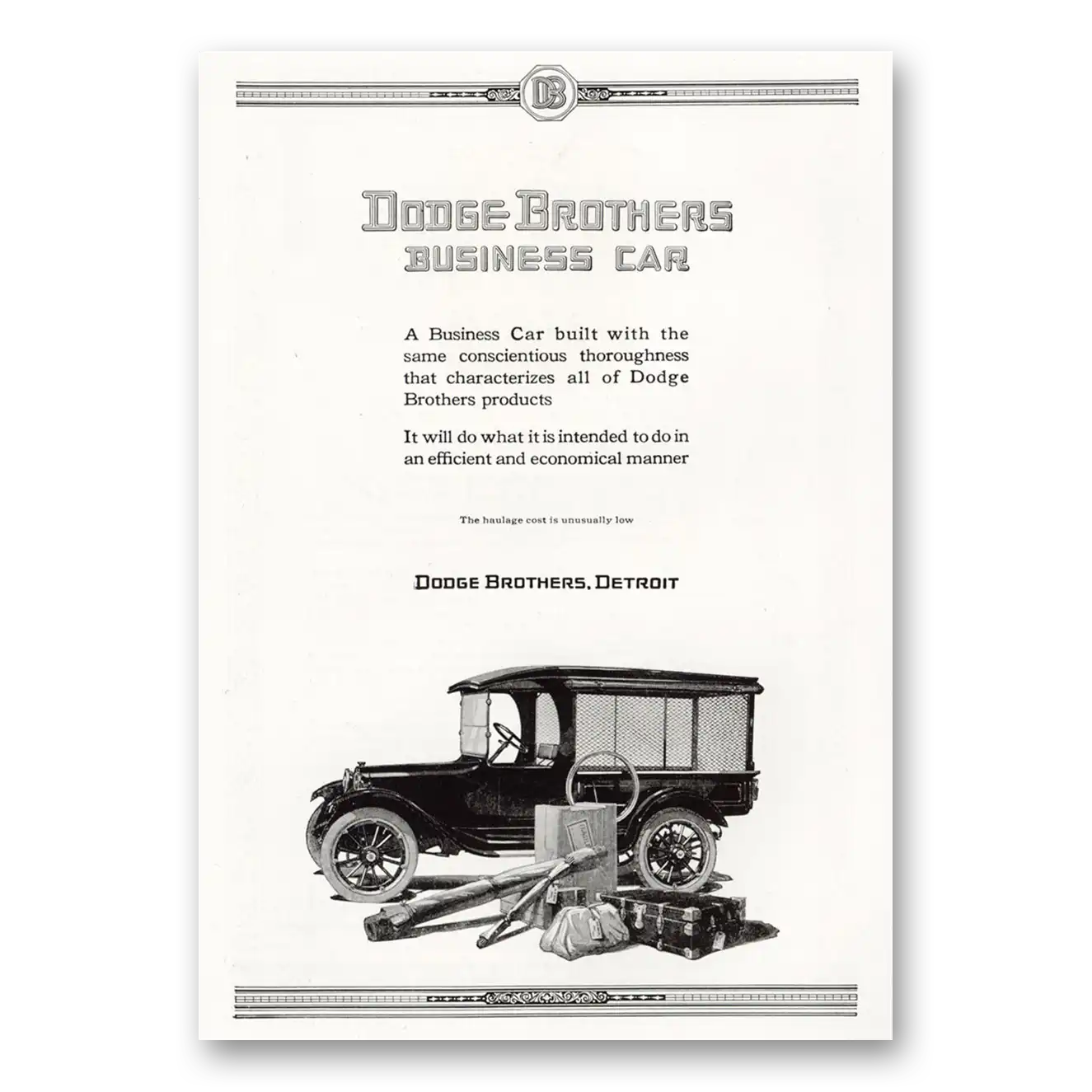 1921 Dodge Business Car Business Car Built With the Same Conscientious Vintage Magazine Print Ad