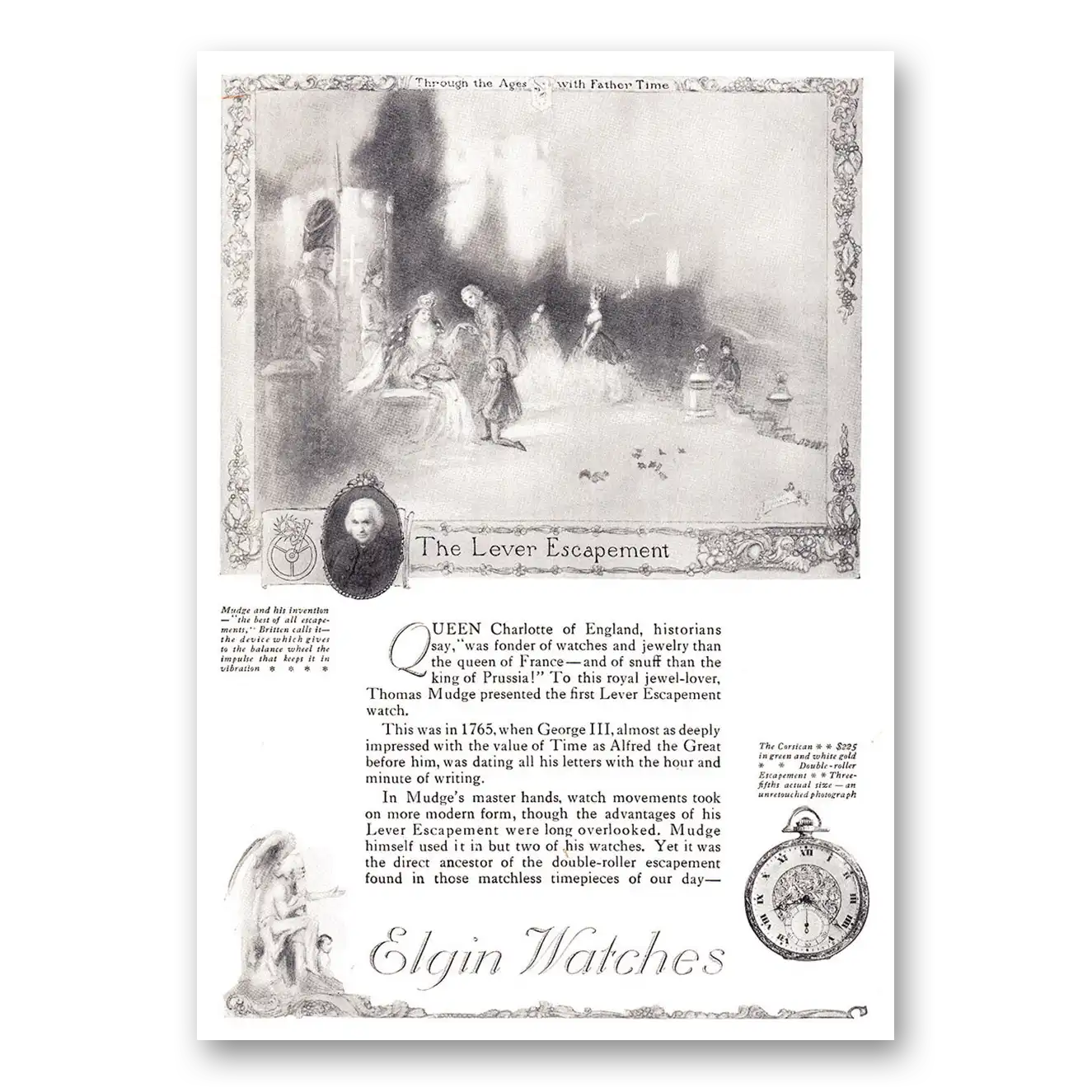 1921 Elgin Watch Lever Escapement Vintage Magazine Print Ad
