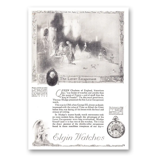 1921 Elgin Watch Lever Escapement Vintage Magazine Print Ad