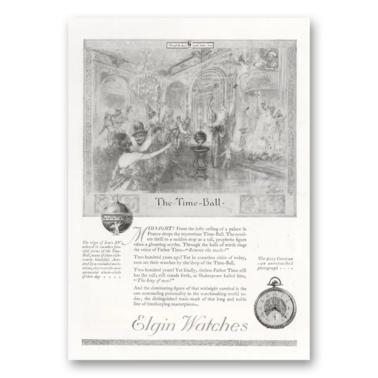1921 Elgin Watch Time Ball Vintage Magazine Print Ad
