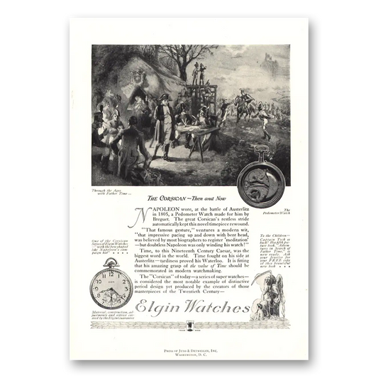 1921 Elgin Watch Corsican Then and Now Vintage Magazine Print Ad