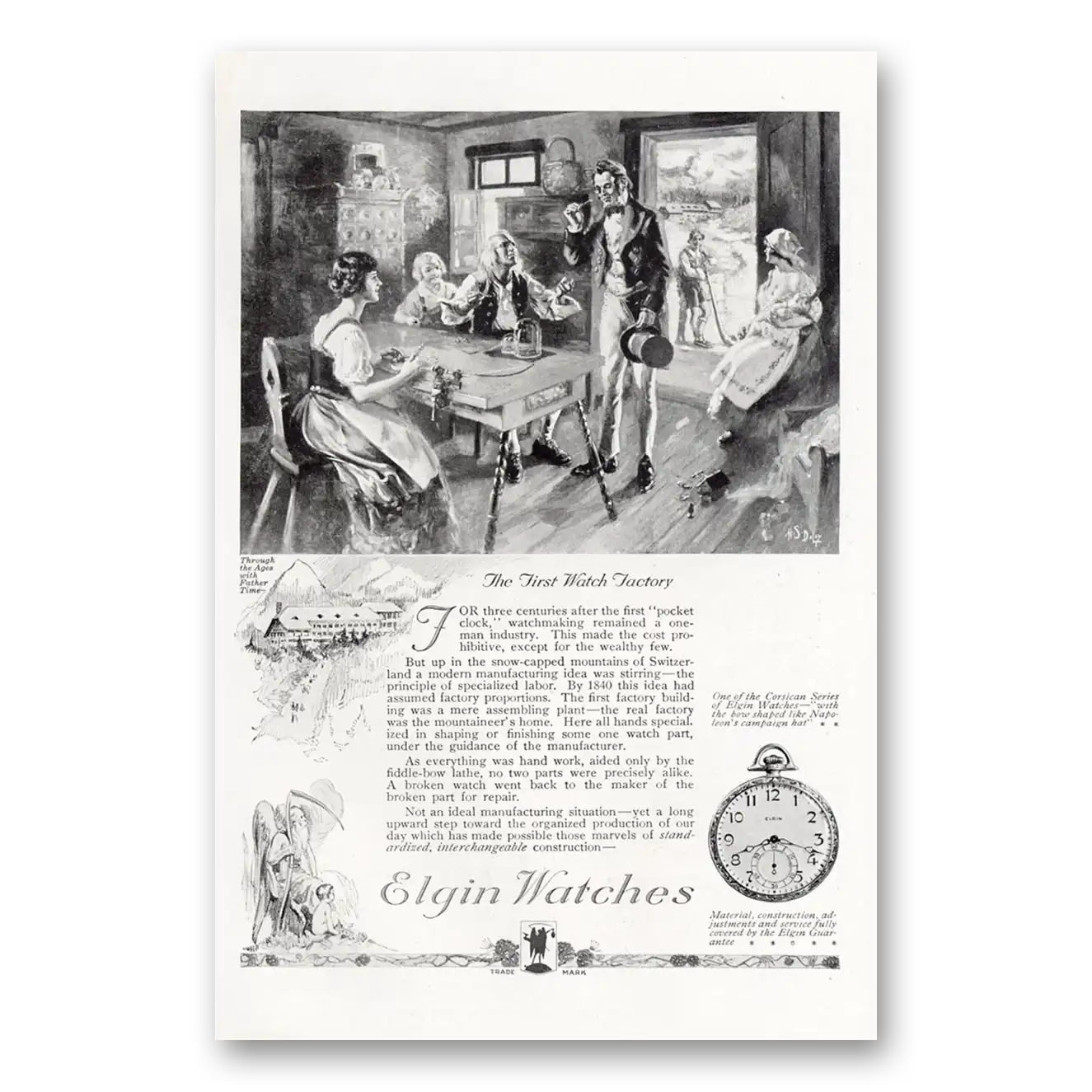 1921 Elgin Watch First Watch Factory Vintage Magazine Print Ad