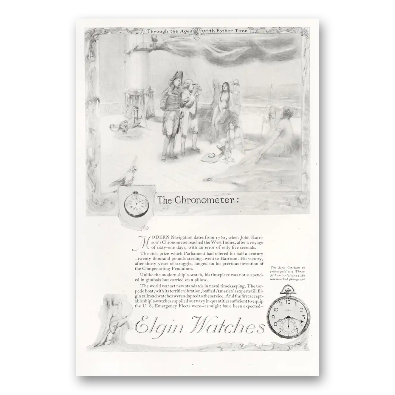 1921 Elgin Watch Chronometer Vintage Magazine Print Ad