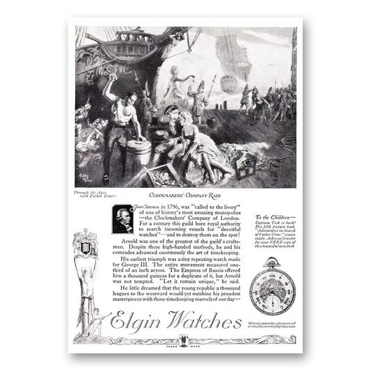 1921 Elgin Watch Clockmakers Company Raid Vintage Magazine Print Ad