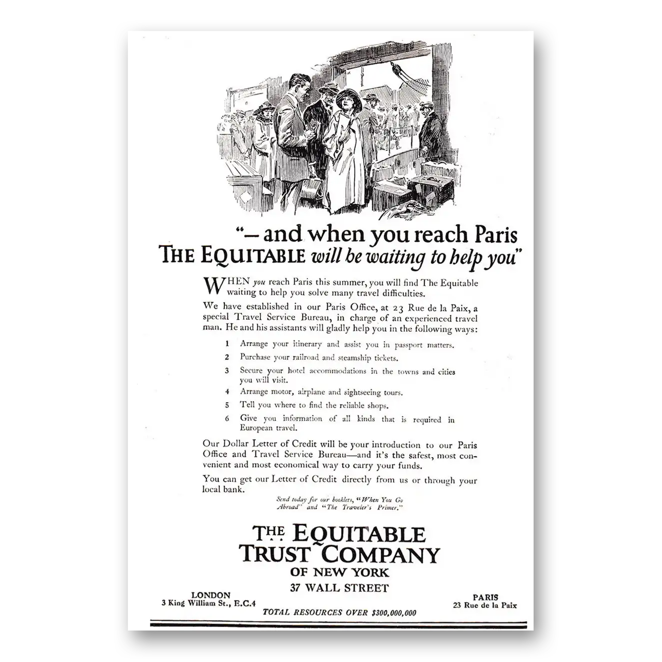 1921 Equitable Trust When You Reach Paris Vintage Magazine Print Ad