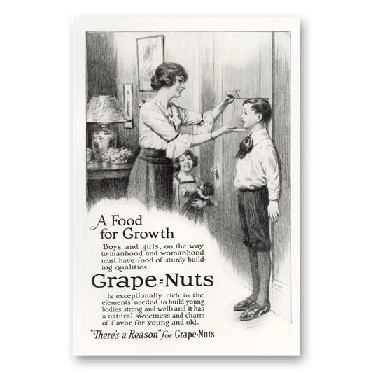 1921 Grape Nuts Cereal Food for Growth Vintage Magazine Print Ad