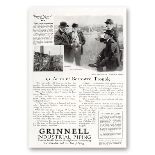 1921 Grinnell Company Borrowed Trouble Vintage Magazine Print Ad