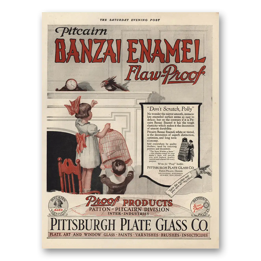 1921 PPG Pittsburgh Plate Glass Banzai Enamel Flaw Proof Vintage Magazine Print Ad