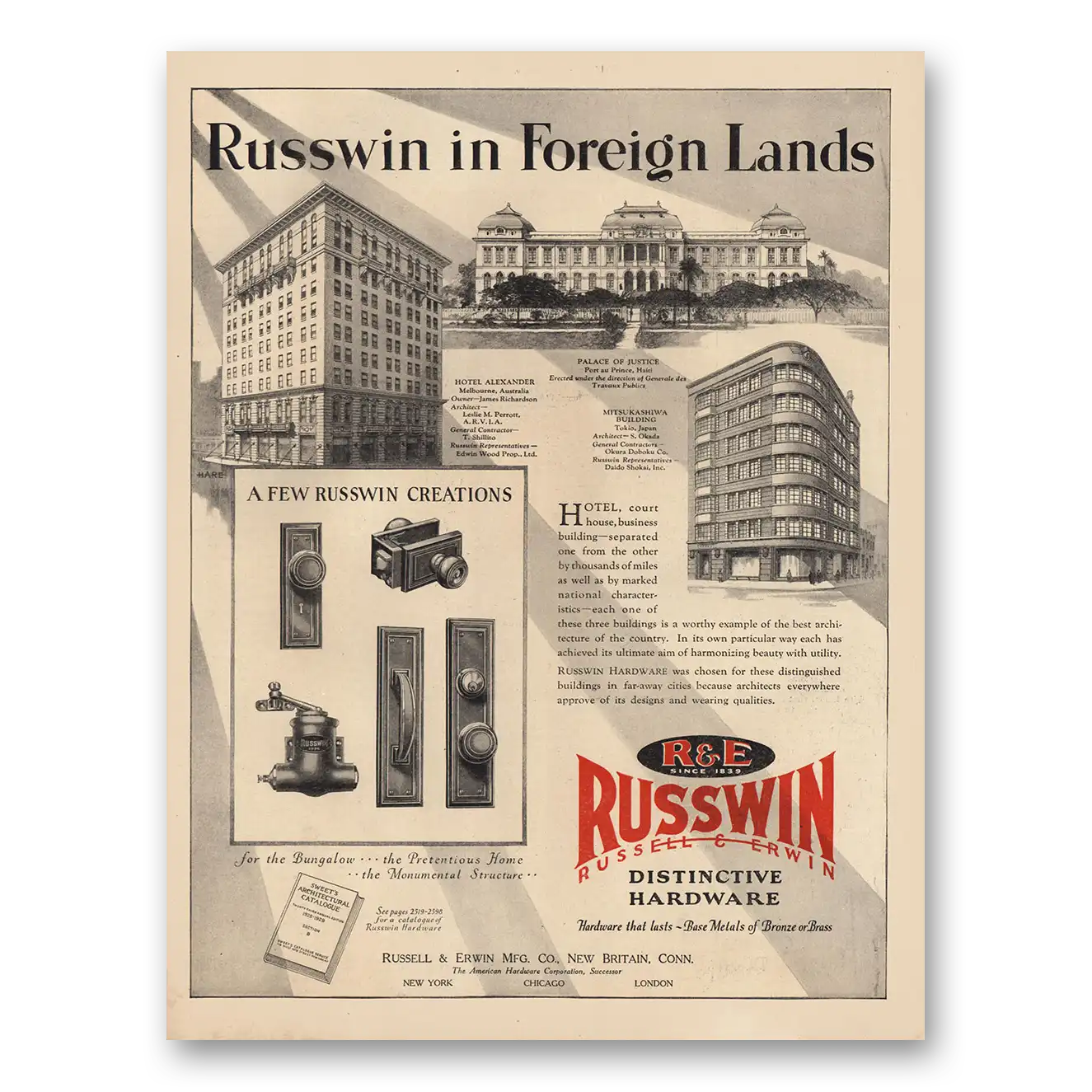 1929 Russwin Hardware Russwin In Foreign Lands Vintage Magazine Print Ad