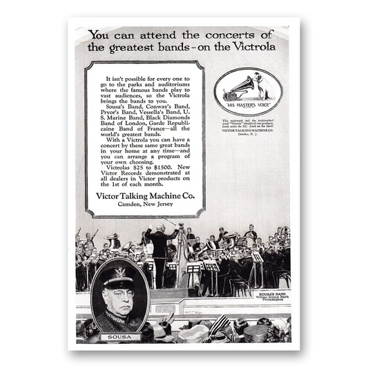 1921 Victrola Attend the Concerts of the Greatest Bands Vintage Magazine Print Ad