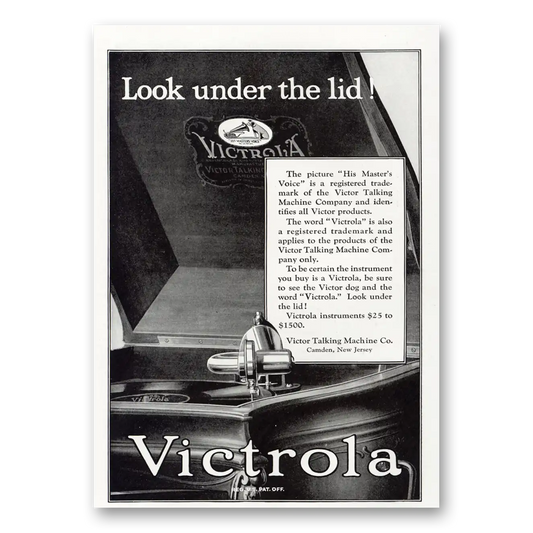 1921 Victrola Look Under the Lid Vintage Magazine Print Ad