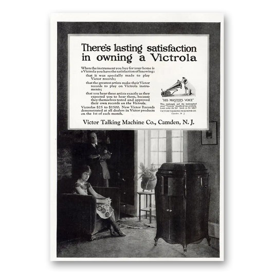 1921 Victrola Lasting Satisfaction Vintage Magazine Print Ad