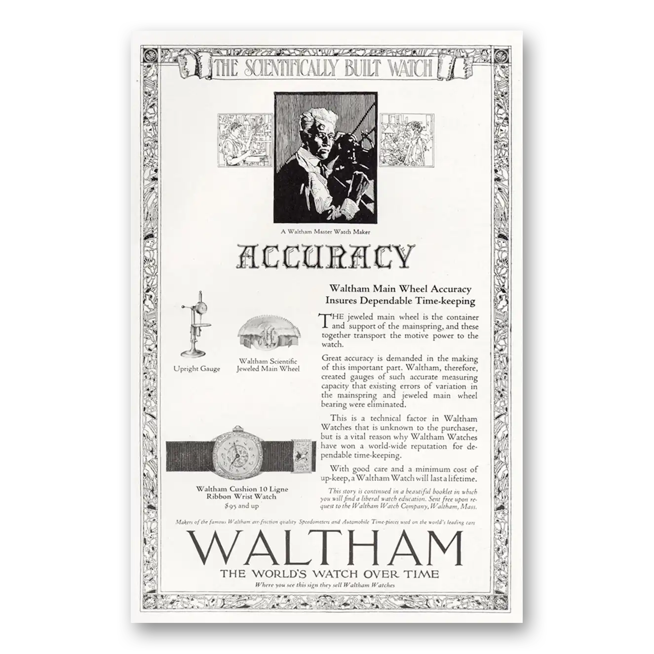 1921 Waltham Watch Master Watch Maker Vintage Magazine Print Ad