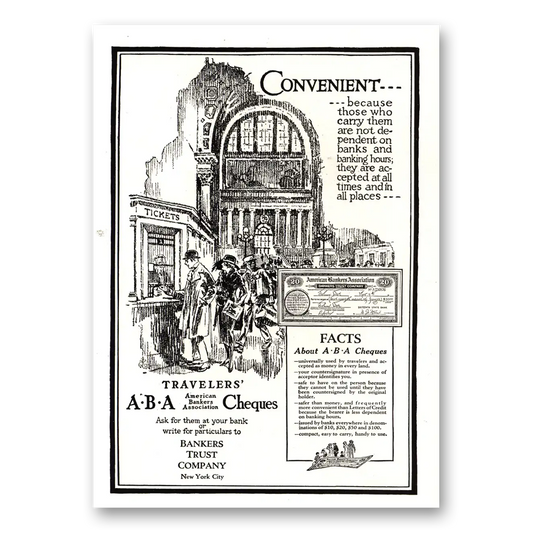 1922 Bankers Trust Convenient Because Those Who Carry Vintage Magazine Print Ad