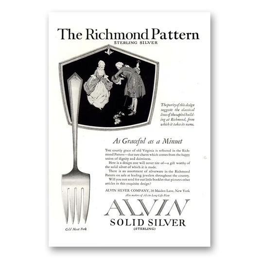 1922 Alvin Silver Richmond Pattern Vintage Magazine Print Ad