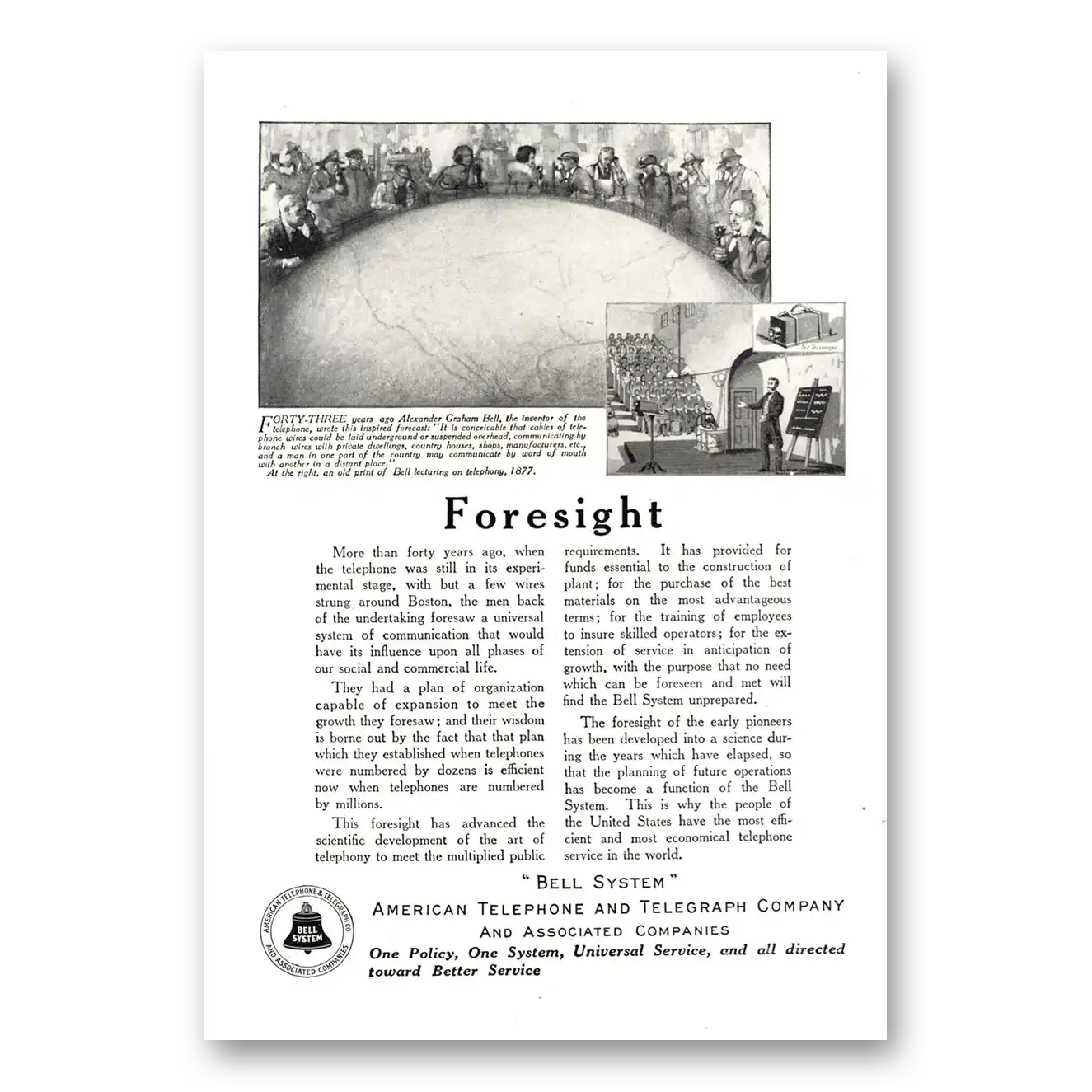 1922 American Telephone Foresight More Than Forty Years Ago Vintage Magazine Print Ad